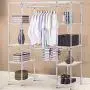 EnjoyShop Expandable Free Standing Closet Clothes Hanger Rack Premium and Sturdy Steel Framework