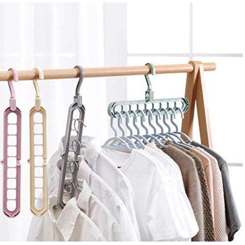 10pcs Random Color Multi-Function Folding Magic Hook Nine-Hole Rotation Magic Clothes Hanger Drying Cabinet Bedroom Clothes Home Storage Tools