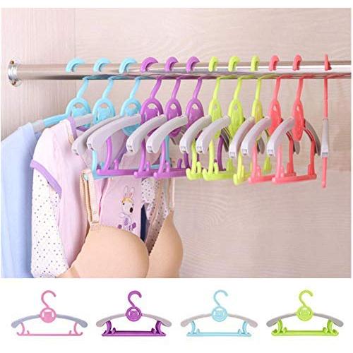 10pcs Random Color Adjustable Clothes Hanger Rack Plastic Towel Display Hanger for Baby Adults Children Kids Clothing Drying Rack Hanging