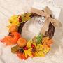 Halloween Wreath Pumpkin Harvest Silk Fall Front Door Wreath Beautiful White Gift Boxes Included Fall Wreath For Front Door With Autumn Harvest Maple Leaf And Berries Fall Door Wreath,Wreath Hanger