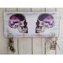 Skull Key Holder for wall, Decorativ Wood Key Hanger, Sugar Skull, wooden key hook, Skull decor, Space skull