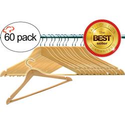 Tiger Chef 60 Pack Wood Hangers with Swivel Hook, Coat Hanger, Clothes Hangers Wood for Suits, Shirs, Coats, Sweaters, Jackets and More (60 Pack)