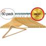 Tiger Chef 60 Pack Wood Hangers with Swivel Hook, Coat Hanger, Clothes Hangers Wood for Suits, Shirs, Coats, Sweaters, Jackets and More (60 Pack)