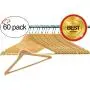 Tiger Chef 60 Pack Wood Hangers with Swivel Hook, Coat Hanger, Clothes Hangers Wood for Suits, Shirs, Coats, Sweaters, Jackets and More (60 Pack)