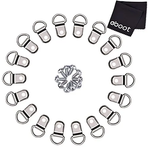 eBoot 100 Pairs D Ring Picture Frame Hanging Hangers Single Hole with Screws (Silver)
