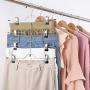 HOUSE DAY Skirt Hangers 4 Tier Skirt Hangers with Clips,3 Pack Space Saving Pants Hangers,Multi Slack Skirt Hanger Metal Trouser Clip Hangers for Slack,Trouser,Jeans,Towels