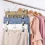 HOUSE DAY Skirt Hangers 4 Tier Skirt Hangers with Clips,6 Pack Space Saving Pants Hangers,Multi Slack Skirt Hanger Metal Trouser Clip Hangers for Slack,Trouser,Jeans,Towels