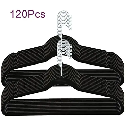 COMOTS 120pcs Black Velvet Non-Slip Thin Clothes Clothing Hangers, Space Saving Closet Storage Helper Household COMOTS 120pcs Black Velvet Non-Slip Thin Clothes Clothing Hangers, Space Saving Closet Storage Helper Household