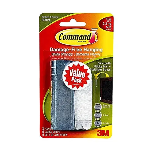Command Universal Picture Hangers w/Stabilizer Strips BCSRQ, 6-Hangers