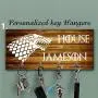 Key Hanger, Personalized Key Holder, Anniversary Gift, Housewarming Gift, game of thrones key holder,custom key rack,custom key holder,stark gift, stark key holder, key holder for wall