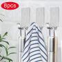 ELVASEN Self Adhesive Hooks, Towel Hooks Bathroom Hook Stainless Steel Coat Hooks Hanger, Waterproof Wall Hooks for Hanging Pants Clothes Hats in Kitchen, Bathroom (8 Pack)