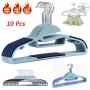 10pcs Random Color Adult Plastic Hangers Clothes, Garment Coat Hanger for Ladies Clothes Dress