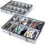 storageLAB Under Bed Shoe Storage Organizer, Adjustable Dividers - Set of 2, Fits 24 Pairs Total - Underbed Storage Solution (Grey)