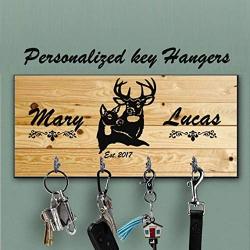 Beige Key Holder for wall, Deer key holder, Personalized key hanger, Elegant Key Holder, Rustic Key Hanger, Family name Wall Key Rack, Last name key rack, Custom Gift, Wedding Gift, Closing Gift