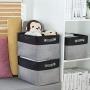 Foldable Storage Bins [3pc/Pack] Cotton Blend Collapsible Organizing Boxes Storage Baskets with Handles Household