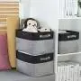 Foldable Storage Bins [3pc/Pack] Cotton Blend Collapsible Organizing Boxes Storage Baskets with Handles Household