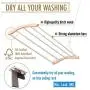 INNOKA Extendable Ceiling Mounted Drying Rack, Luxury Birch Wood with 5 Strong Aluminum Bars [Space Saving] Clothes Laundry Dryer Hanger with Smart Pulley System, Extended up to 55&quot, Maximum Load 9KG