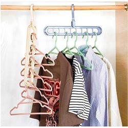 10pcs Random Color Multi-Port Rotating Support Circle Clothes Hangers for Clothes Drying Storage Rack Wardrobe Closet Plastic Cloth Pants Hanger