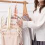 HJYPYJ Magic Hanger,6 in 1 Folding Hanger,Horizontal and Vertical Double Hook Space-Saving Organizer Hangers, Rotate/Pink / 6 pcs