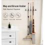 IMILLET Mop and Broom Holder, Wall Mounted Organizer-Mop and Broom Storage Tool Rack with 5 Ball Slots and 6 Hooks (Gray) (Double Pack)