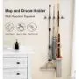 IMILLET Mop and Broom Holder, Wall Mounted Organizer-Mop and Broom Storage Tool Rack with 5 Ball Slots and 6 Hooks (Gray) (Double Pack) IMILLET Mop and Broom Holder, Wall Mounted Organizer-Mop and Broom Storage Tool Rack with 5 Ball Slots and 6 Hooks (Gray) (Double Pack)