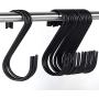 30 Pack Black S Hooks,Heavy Duty Metal Hooks Can Withstand up to 33 pounds.for Kitchen,Office,Garden or Outdoor Activities