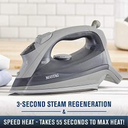 Maytag Speed Heat Steam Iron & Vertical Steamer with Stainless Steel Sole Plate, Self Cleaning Function + Thermostat Dial, Grey, M200