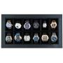 Elegant, 12 Slot Watch Boxes Organizer with Lock | Premium Jewelry & Watch Display Case | Storage Cases for Watches | Large, Glass Lid | Carbon Fiber Design Black Wooden Watch Holder | Oversized | Gift