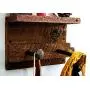 Reclaimed Rough-Sawn Wooden Shelf w/Railroad Track Spike Coat Hangers.