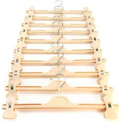 HANGERWORLD 25 Cream 13.4inch Plastic Coat Clothes Garment Pants Skirt Hangers with Adjustable Clips