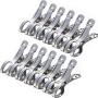 Kingwa Stainless Steel Clothespin Clip, 8.5cm Clamping Powerful an-ti Wind Mounts for Hanger,Heavy Duty Clothes, Quilt Towel, Pants,Pool Cover,Car Cover,Raincoat (8.5cm 24pcs)