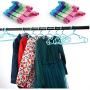 10pcs Random Color Durable Candy Color Children Multifunction Coat Trousers Baby Clothes Rack Plastic Hanging Clothes Hanger for Kids