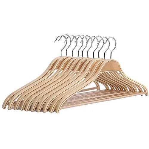 Freitec Solid Wood Cloth Hangers with Non Slip Bar Notched Shoulder and 360 Degree Swivel Hook, Set of 10 Freitec Solid Wood Cloth Hangers with Non Slip Bar Notched Shoulder and 360 Degree Swivel Hook, Set of 10