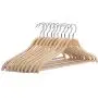 Freitec Solid Wood Cloth Hangers with Non Slip Bar Notched Shoulder and 360 Degree Swivel Hook, Set of 10