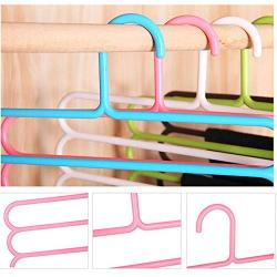 5PC Random Color 5-Layer Clothes Hanger Drying Racks Multi-Functional Innovative Hanger Multi-Storey Scarf Racks Anti-Slip Pants Folder Decoration