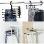 5PC Random Color Pants Rack Shelves Stainless Steel Multi-Functional Wardrobe Magic Hanger Clothes Closet Belt Holder Rack Room Shelf Decoration
