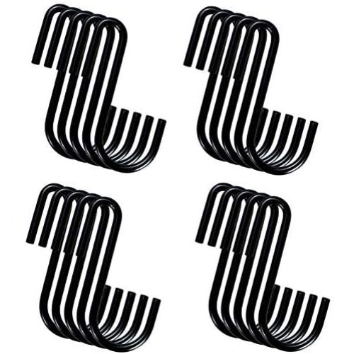YourGift 20 Pack 4 Inch Heavy Duty S Hooks Black S Shaped Hooks Hanging Hangers Hooks for Kitchen, Bathroom, Bedroom and Office: Pan, Pot, Coat, Bag, Plants(20 Pack/Black/Large)