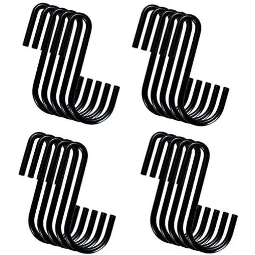 YourGift 20 Pack 4 Inch Heavy Duty S Hooks Black S Shaped Hooks Hanging Hangers Hooks for Kitchen, Bathroom, Bedroom and Office: Pan, Pot, Coat, Bag, Plants(20 Pack/Black/Large) YourGift 20 Pack 4 Inch Heavy Duty S Hooks Black S Shaped Hooks Hanging Hangers Hooks for Kitchen, Bathroom, Bedroom and Office: Pan, Pot, Coat, Bag, Plants(20 Pack/Black/Large)