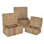 Trademark Innovations Rectangular Seagrass Baskets Lids (Set of 3), Brown