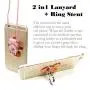 AccessoryHappy Mickey Ear 2 in 1 Phone Lanyard & Ring Stent, Cell Phone Tether Neck Strap Holder Ring Stent Kickstand for iPhone 5 6 6S 7 8 8 Plus Galaxy S7 and Other Mobile Phones (Rose Gold)