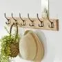 Iddefee Clothes Tree Wall Mount Hook,6 Hooks Solid Wood Coat Robe Hat Clothes Wall Mount Hook Hanger Towel Rack Brown White Coat Racks (Color : Brown, Size : 74 x 8 x 1.8cm)