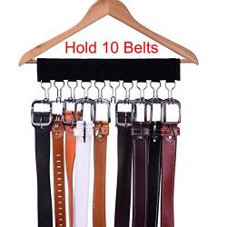 LEKUSHA Belt Organizer Hanger, 10 Hook Belt Rack, Belt Storage Holder for Closet - Change Your Clothes Hanger to Belt Organizer Hanger - Pack of 2