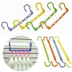 10pcs Random Color 5-Hole Hook Clothing Storage Clothes Hanger Hanging Multifunction Random Color Drying Rack Multi-Port Space Saving