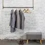 MyGift 48 Inch Industrial Black Metal Pipe and Adjustable Rope Hanging Garment Rack Retail Clothing Display MyGift 48 Inch Industrial Black Metal Pipe and Adjustable Rope Hanging Garment Rack Retail Clothing Display