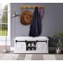 Spiretro Set of 2 Wall Mount 22 inch Flip Bamboo Coat Rack, 5 Retractable Metal Hooks Organize Hang Cloths Hat Scarfs Purses for Entryway Foyers Hallways Bedrooms Bathroom Office, Beige White Nickel