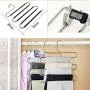 VIOLETY Pants Hanger Multi-Layer S-Style Non-Slip Stainless Steel Rack Space Saver for Jeans Clothes (1pack)