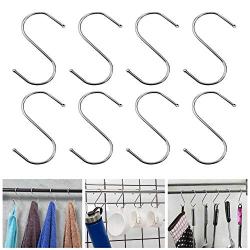 VIPITH S Hooks, 30 Pack 3.6 Inch Stainless Steel Metal S Shaped Hooks Heavy-Duty S Hanging Hooks Hangers with Ball Ends for Spoon Pan Pot Towel in Kitchen Bedroom Bathroom Office