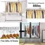 Reliancer Heavy Duty Large Garment Rack Stainless Steel Clothes Drying Rack Commercial Grade Extendable 47-77inch Clothes Rack Adjustable Clothes Hanger Rolling Rack with 4 Casters Tool Golves 10 Hook