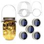 Solar Mason Jar Lights, 5 Pack 20 Led Warm White String Jar Lids Lights (4 Hangers Included/ No Jar), Apply to Regular Mouth Mason Jar or Ball Jar for Festive Party Patio Lamp Decor (Warm White)
