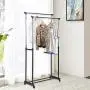 IOOkME-H Double Rail Clothes Rack Adjustable Height Rolling Garment Rack Stainless Steel 2 Shelf Pole Clothes Hanger Freestanding Organizer IOOkME-H Double Rail Clothes Rack Adjustable Height Rolling Garment Rack Stainless Steel 2 Shelf Pole Clothes Hanger Freestanding Organizer